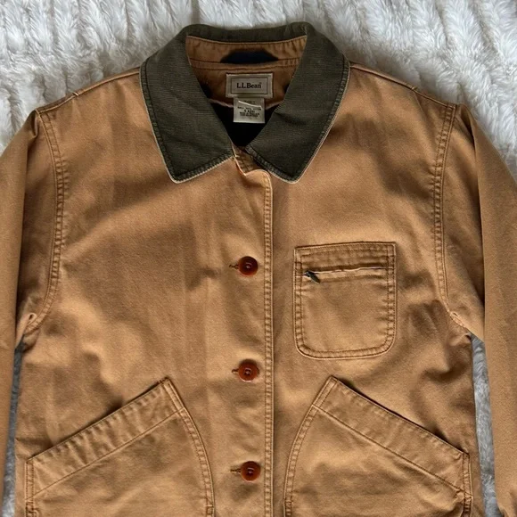 LL Bean Vintage Chore Coat Barn Jacket Tan Womens S - Picture 3 of 16